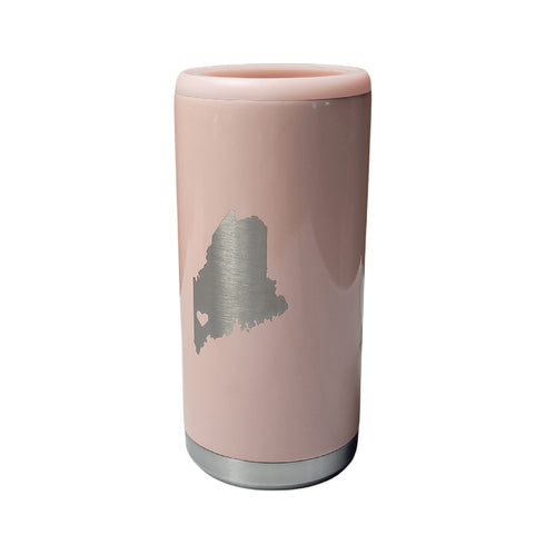 Maine Heart Engraved  Slim Beverage Holder- Glitter Peach